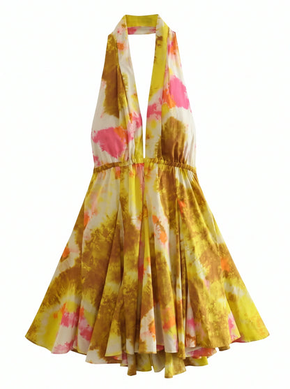Multicoloured Short Printed Dress