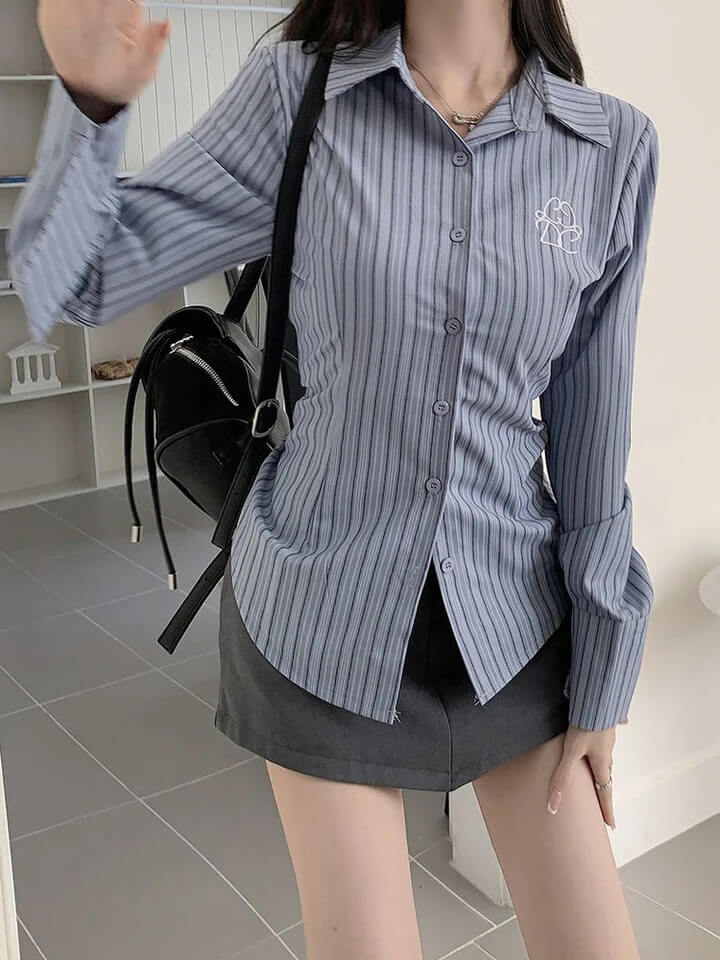 Zoki Striped Long Sleeve Casual Shirt-Luxandluxy