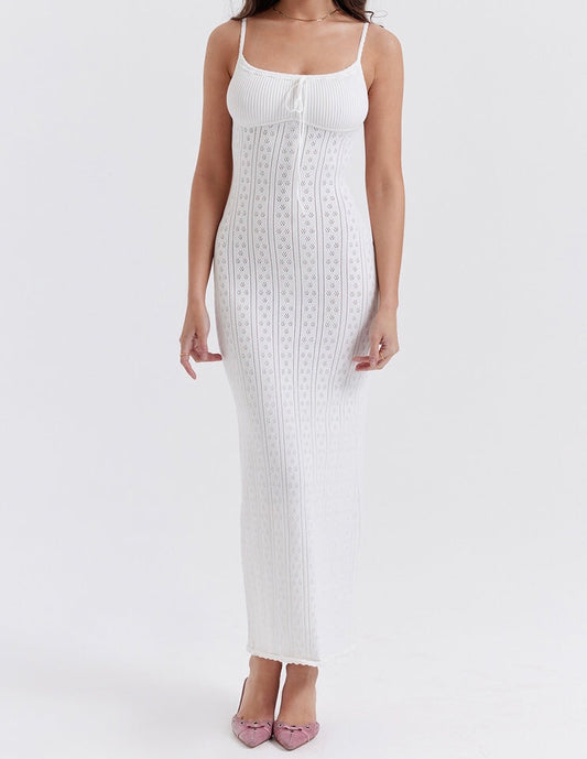 Myla White Knit Maxi Dress