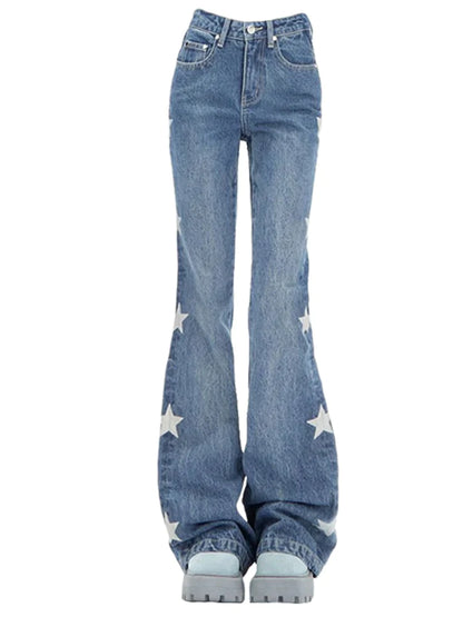 Vintage Star Print Flare Jeans