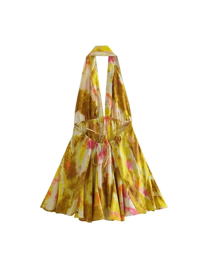 Multicoloured Short Printed Dress